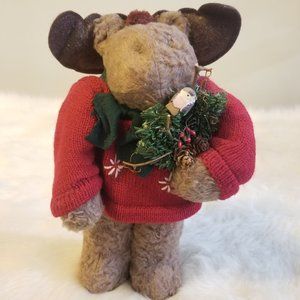 Christmas Moose Freestanding Sweater Wreath Vtg